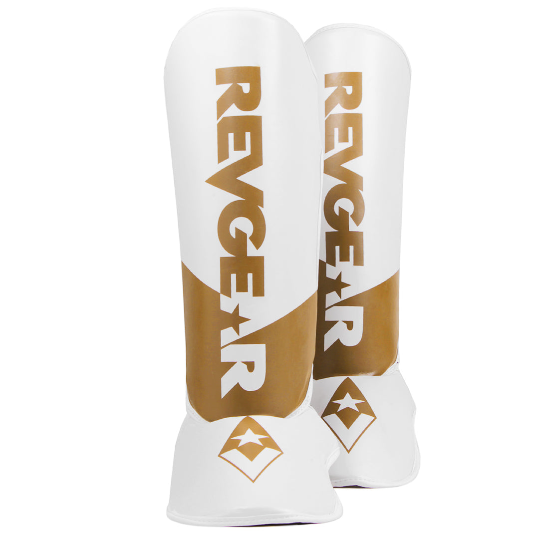 Pinnacle 2.0 Shin Guards - Adult (White/Gold) - Revgear Europe