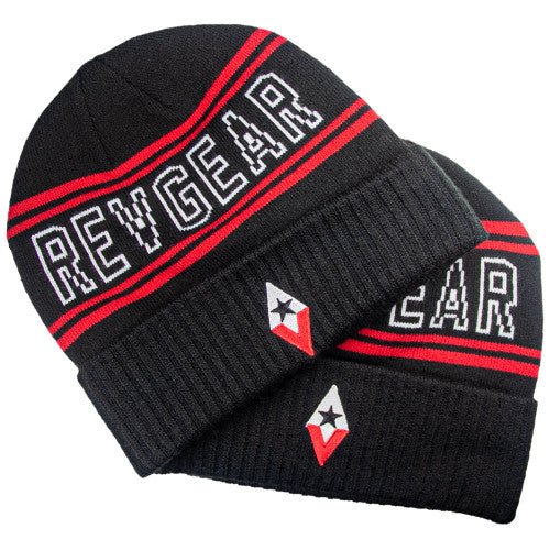 REVGEAR CUFFED BEANIE W/ DIAMOND EMBROIDERY INSIGNIA - BLK/RD - Revgear Europe