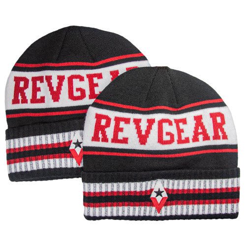 REVGEAR CUFFED BEANIE W/ DIAMOND EMBROIDERY INSIGNIA - BLK/RD/WHT - Revgear Europe